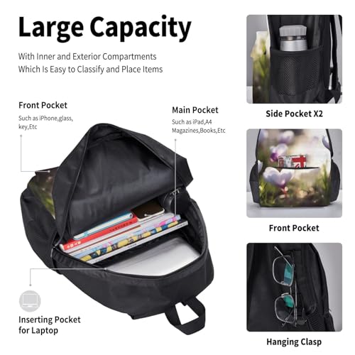 Sac à dos décontracté avec sac repas et trousse à crayons noir