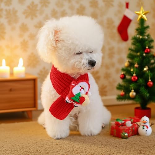 Christmas Santa Scarf para perro talla L
