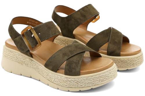 Image of UBFEN Womens Platform Sandals Low Wedge Espadrille Orthopedic Arch Support