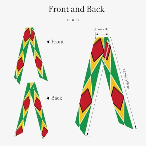 Flag of Guyana Printed women's long scarf, measuring 46.9 x 3.1 inches, fits perfectly and shows elegant temperament with ease.2