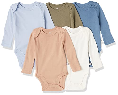Image of HonestBaby Baby 5-Pack Organic Cotton Long Sleeve Bodysuits