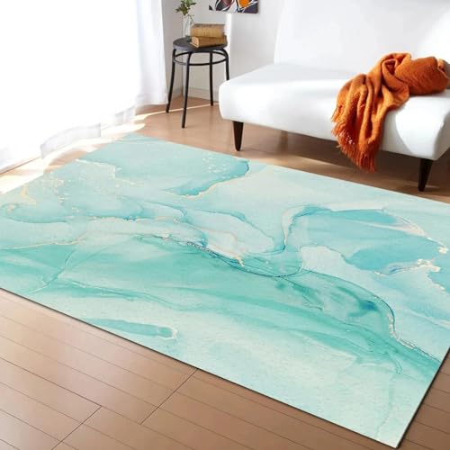 Alfombra de mármol turquesa para transformar tu sala de estar y zona de sofá 2