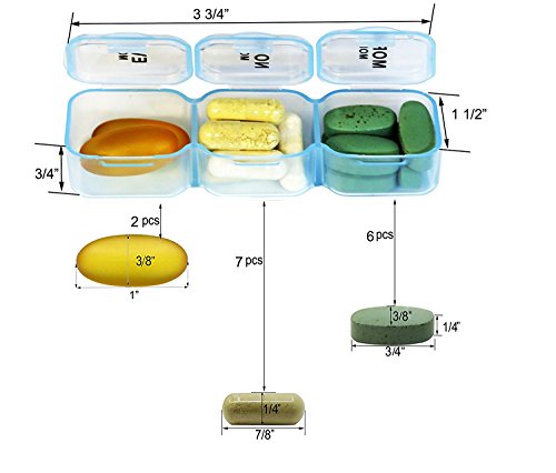 Weekly Pill Organizer Box With Snap Lids/Am/Pm/Medium Compartments For Small/Medium Pills, Vitamin (828 New) #TOP3