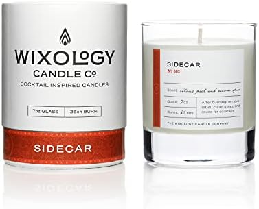 Wixology Cocktail Inspired Bourbon Candle - Sidecar Scent - Coconut and Soy Blended Wax - Hand Poured in Re-Usable Rocks Glass - Made in Kentucky - 7 oz
