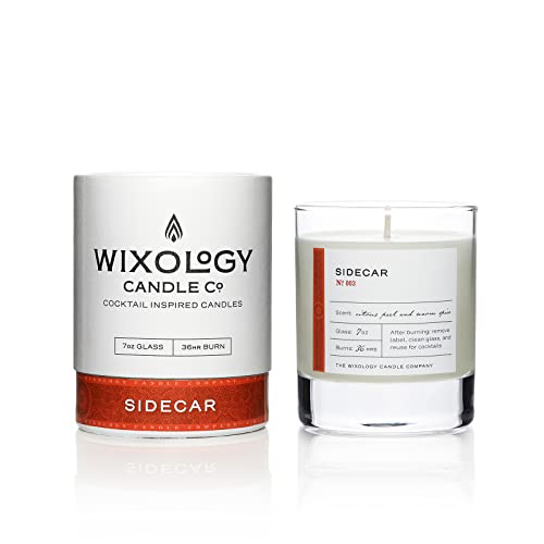 Wixology Cocktail Inspired Bourbon Candle - Sidecar Scent - Coconut And Soy Blended Wax - Hand Poured In Re-Usable Rocks Glass - Made In Kentucky - 7 Oz #TOP2