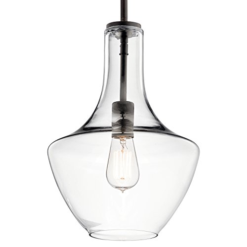 Kichler Everly 15.25" 1 Light Bell Pendant Clear Glass Olde Bronze #TOP1