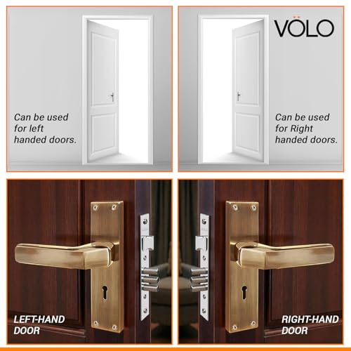 Image of VOLO Stainless Steel Mortise Lock | 8 Inch Lock Body | Main Door Handle Set with Keys | Wooden Door Lockset | Hotel Office Home Door Lock | 3 Keys | 10 Year Lock Body Warranty (Antique | KY | 6007)