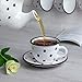 City to Cottage Handmade White And Black Polka Dot Ceramic 8.4oz/250ml | Cappuccino, Coffee, Tea Cup and Saucer, Unique Designer Pottery for Tea Lovers