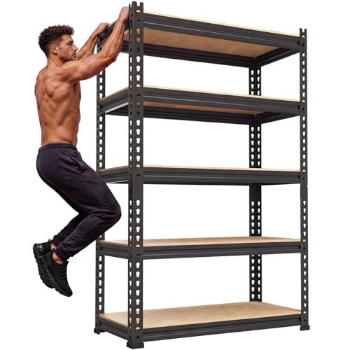 PrimeZone Storage Shelves 5 Tier Adjustable Garage Storage Shelving, Heavy Duty Metal Storage...
