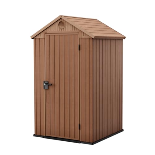 Mondo Viro - Caseta de resina para jardín 'Cottage' marrón efecto madera (mediana - 125,8 x 184,5 cm 205 h)