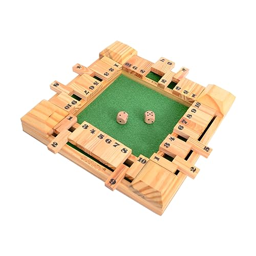 Image of Clapjoy Shut The Box Dice Game for Kids & Adults [4 Sided Large Wooden Board Game, 2 Dice + Repeat Scorecard Usage] Educational Math Learning Toy, Table Top Game for The Party Family