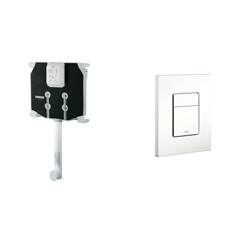 GROHE Set Cassetta di Scarico Ad Incasso per WC 38863000 + Grohe Placca di Comando WC, Bianco 38732SH0