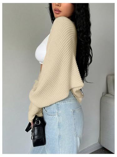 Image of GORGLITTER Women's Open Front Cropped Cardigan Bolero Sweater Lightweight Long Sleeve Shrug Knit Top