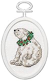 Janlynn 1143-46 18 Count Mini Counted Cross Stitch Kit, 2.75-Inch, Oval, Polar Bear