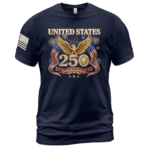 250 Anniversary USA Shirt USA Eagle Graphic Shirts for Men 1776-2026 250th Anniversary Shirt 1 (Navy-M)
