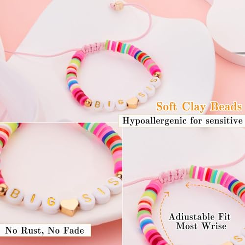 Image of Fuqimanman2020 Big Sister Bracelet Colorful Little Sister Bracelet Letter Beads Bracelet for Sister Jewelry Gift