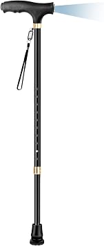 Height Adjustable Walking Sticks for Women and Men, OOCOME Adjustable Walking Cane with LED Light and Rubber Tips, Aluminium Walking Stick for Elderly Arthritis Seniors and Disabled