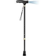 Height-adjustable walking stick with light extendable aluminium handstick walking aid with rubber foot and hand strap