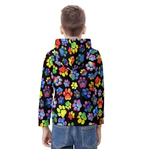 Animal Paws Dog Cat Hoodie Teens Sweatshirts Pullover Hoody Casual Loose Kids Hooded Athletic Shirt Tops 7-18 Years3