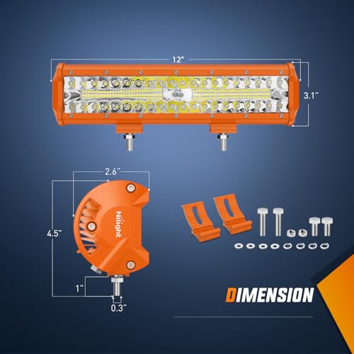 Image of Nilight LED Light Bar 12Inch 300W Flood Spot Combo Triple Row Driving Lamp | Roof Bumper Off Road Work Lights for Van Camper Wagon Car Pickup Golf Cart ATV UTV SUV Truck Boat 4x4