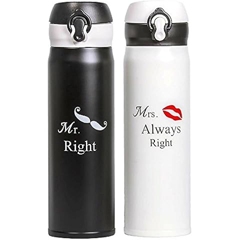 UNCONDITIONAL ROSIE | Love and Laughter Thermo Set | 2 Matching Stainless Steel Flasks in a Beautiful Gift Box | Personalized, Unique, and Funny Gifts for Couples | Great Wedding Gift Cover