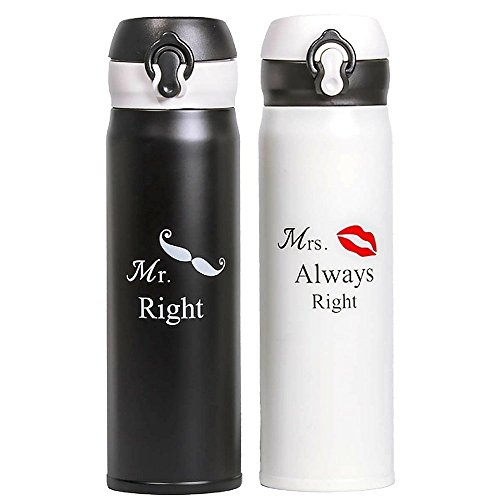 UNCONDITIONAL ROSIE | Love and Laughter Thermo Set | 2 Matching Stainless Steel Flasks in a Beautiful Gift Box | Personalized, Unique, and Funny Gifts for Couples | Great Wedding Gift