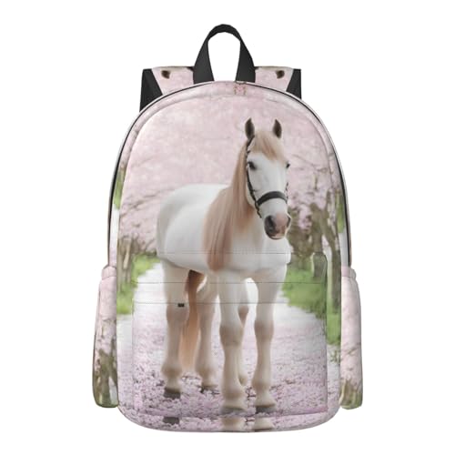 16 inch backpack 3D Animal White Horse Laptop Backpack Full Print School Bookbag Shoulder Bag for Travel Daypack