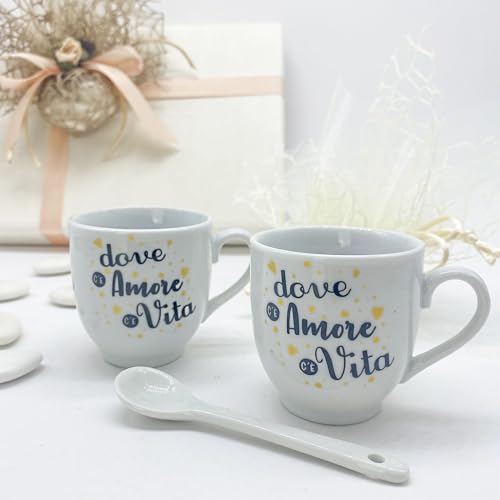 2 Tazze da caffè in ceramica con frase 