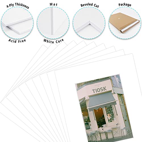 image for Golden State Art Pack of 10, Acid-Free White Pre-Cut 8x10 Picture Mat 