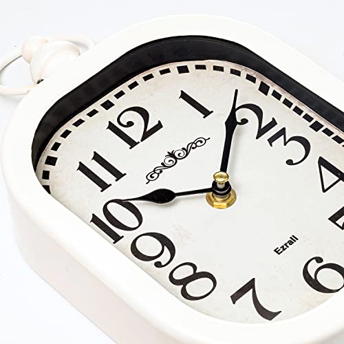 Ezrall Small 11 Inch Silent Non-Ticking Battery Operated Vintage Farmhouse Rectangle Metal Wall Clock Decorative For Kitchen/Bedroom/Living Room/Bathroom White thumb #4