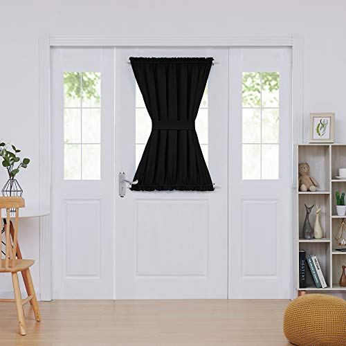 Deconovo CT1543S-3 Black Blackout Rod Pocket Curtains For Bedroom And Living Room, Kitchen Window Curtains, French Door Curtain With Tiebacks, 54X40 In,Black,1 Panel thumb #1