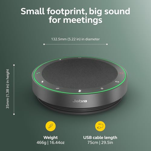Jabra Speak2 75 (2025 Edition) Wireless Bluetooth Speakerphone - 4 Noise-Cancelling Mics, 65mm Speakers - New Linking Feature - USB-A Dongle - Certified for Microsoft Teams - Dark Grey - image 6