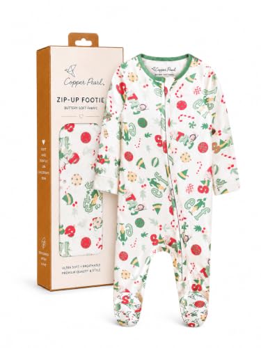 Image of Copper Pearl Zip-Up Footie Baby Pajamas - Soft Newborn Onesies for Boys & Girls, Tag-Free with Two-Way Zipper Baby Sleepers for Newborn - 24 Months, Elf