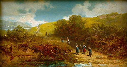 Toile Carl Spitzweg fille à la fontaine de la forêt 50x70 impression d'art