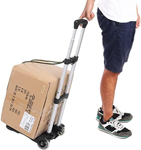CooTool Aluminum Folding Hand Trucks Portable Luggage Cart Lightweight Travel Hand Truck/Heavy Duty Hand Trucks (100LB)