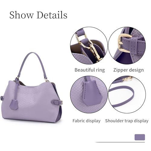 Image of Women Snake Embossed & Faux Suede Hobo Handbag Set Shoulder Crossbody Purse