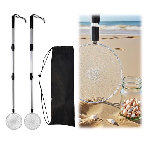 QMARK Sand Sifter Set with Travel Bag, Telescopic Beach Shell Scoop, 15-30 Inch Adjustable Shovels...