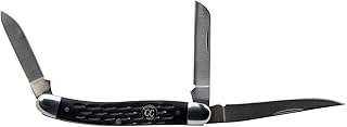 Cattleman Signature Stockman Series Black Folding Pocket Knife – 3 3CR13 Satin Finished Stainless Steel Blades in 1 Knife - Cattlemans Cutlery