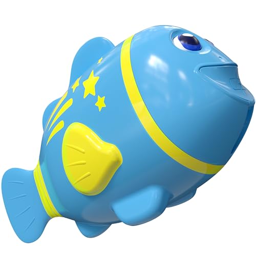 Rechargeable Swimming Fish Toy, Light up Bath Toys with Temp-Color Eyes for Baby Bath, Alive Pool Diving Toys for Kids Ages 4-8, Toddler Bathtub, Water Table