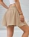 Fashora Shorts Damen Sommer Casual Weites Bein Kurze Hose Elastiche Hohe Taille Kordelzug Sommershorts Rüschen Freizeit Culottes mit Taschen (Khaki, M)