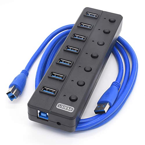 Mobestech Distribuidor de cabo durável Adaptador USB3.0 Conversor de hub USB de 7 portas de alta vel