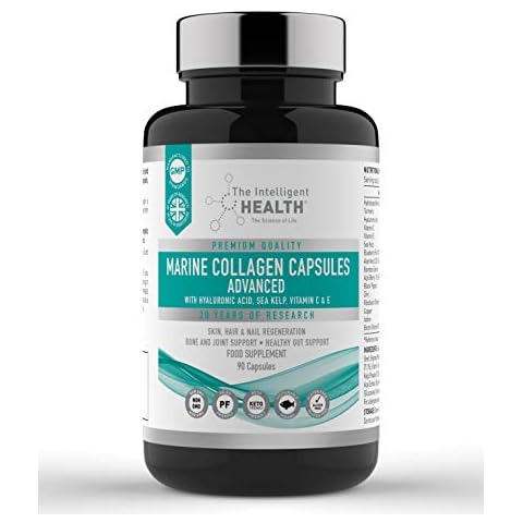 Advanced Hydrolysed Marine Collagen Tablets 1400MG Complex - Containing Zinc, Biotin & VitaminC, Promoting Healthy Skin, Bones & Cartilage, No Gluten or Lactose - 90 Capsules by The Intelligent Health Cover