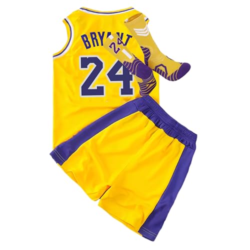 Kids Basketball Jersey Set-Youth Basketball Jersey (Tank Top+Shorts+Socks)-3pc Basketball Jerseys for Boys Girls
