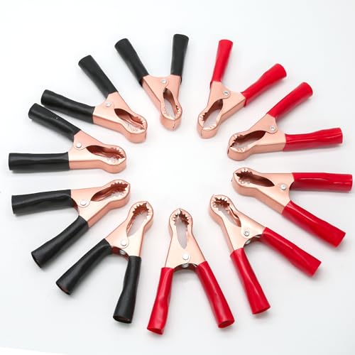 Seimneire 10 Pack 50A Insulated Alligator Clips Jumper Cable Clamps Electric Clips Heavy Duty Metal Clamp Battery Charger Clamps Crocodile Clips for Car Boat Vehicle (Black & Red)