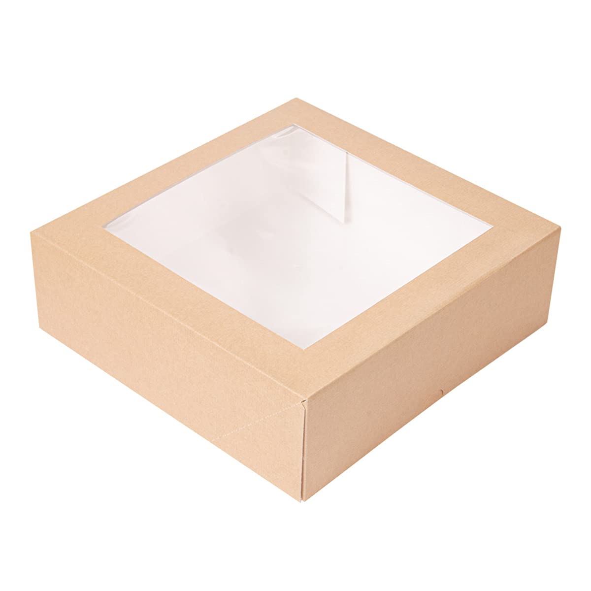 50 pezzi - Scatole per pasticceria con finestra 'Thepack' 240 G/M2 + Opp 23 x 23 x 7,5 cm naturale cartone ondulato Nano-Micro