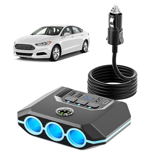 Distribuidor de encendedor de cigarrillos, cargador 7 en 1, encendedor de cigarrillos, 2 V, 24 V, adaptador USB para encendedor de cigarrillos con 3 enchufes y 3 puertos USB, cargador de coche para