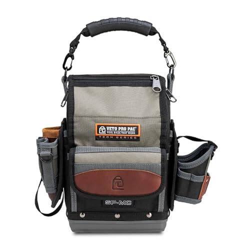 Veto AX3700 Professionelle Kompakte Werkzeugtasche Pro Pac SP-MC mit 11 Innentaschen und 2 Abnehmbaren Seitentaschen (Bohrmaschinenfach und Werkzeugorganizer), 35 x 30,5 x 18 cm