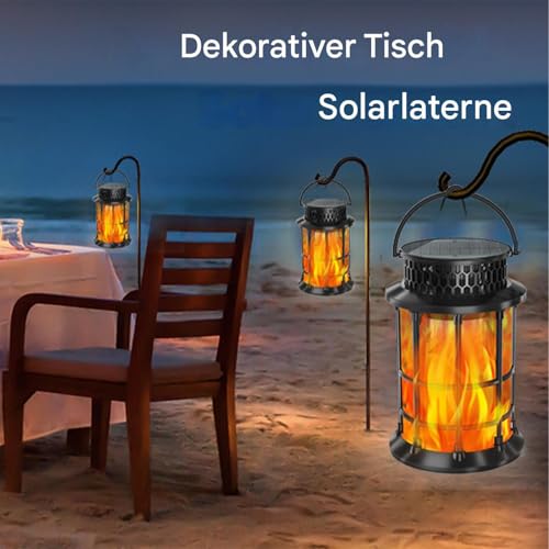 Iluminación decorativa de patio solar con parpadeo de llama impermeable 3