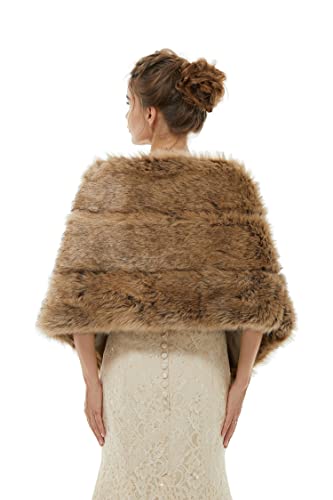Women's Faux Fur Wraps Shawls Bridesmaids' Shrugs Stole Winter Bridal Wedding Cover up3