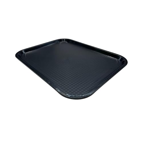Fast Food Plastic Rectangular Serving Tray 18''x 14'' 46 x 36cm Polypropylene Cafe, Restaurant,Food Canteen Tray (Black)